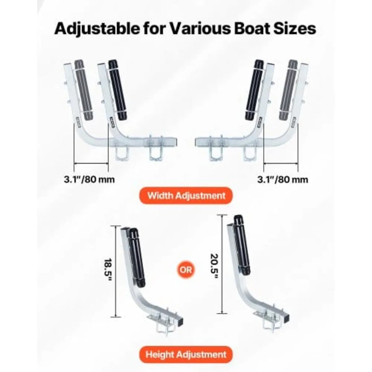 Boat Trailer Guides, 470 mm/520 mm Height Adjustab - Image 2