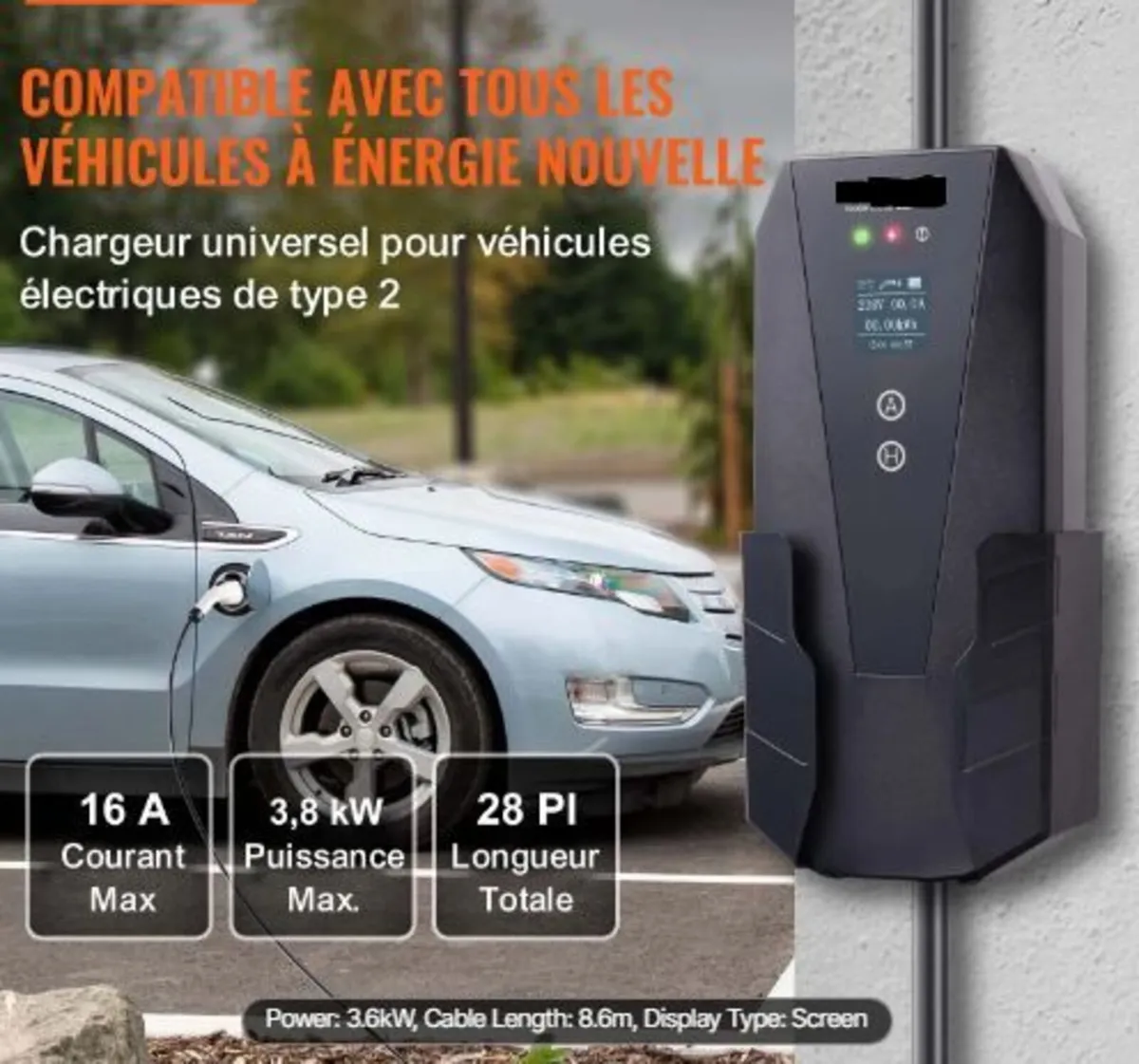Portable EV Charger Type 2, 16A 3.7 kW - Image 1