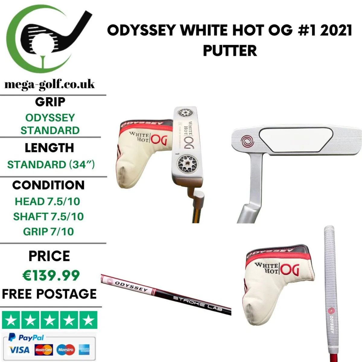 Odyssey White Hot OG #1 2021 Putter / 34" - Image 1
