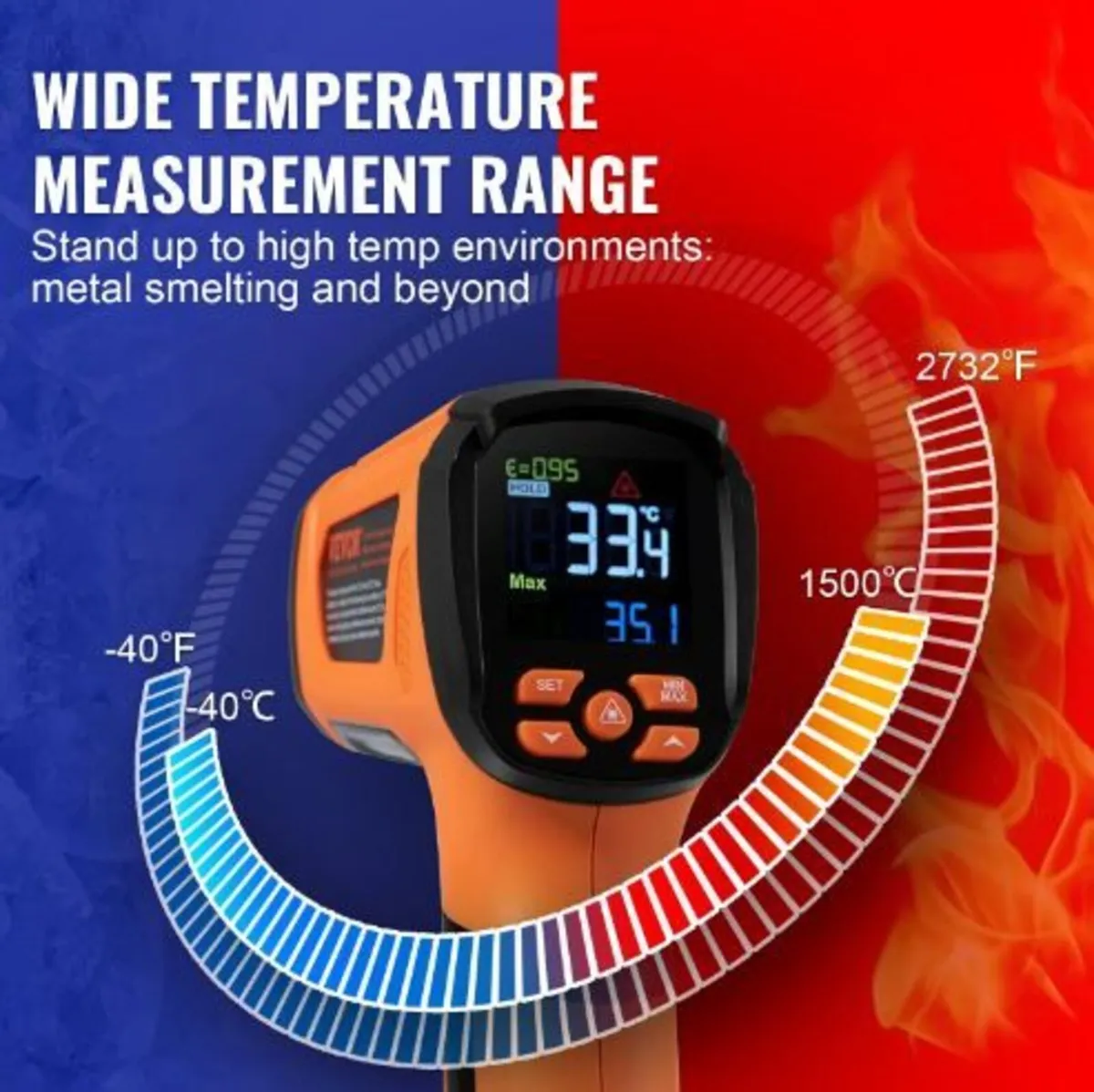 Infrared Thermometer, -40~2732°F Dual Laser - Image 4