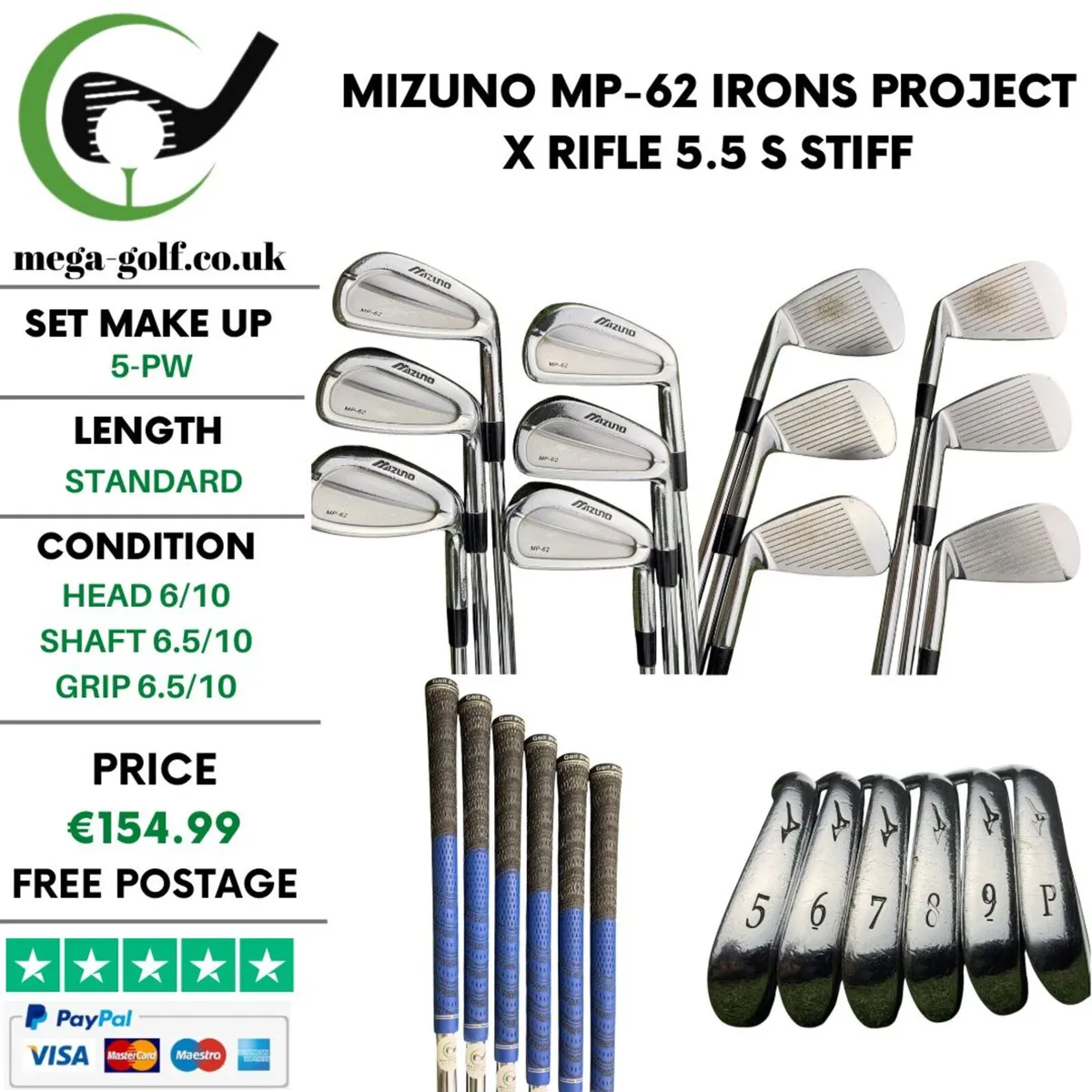 Mizuno MP-62 Irons / 5-Pw / Stiff - Image 1