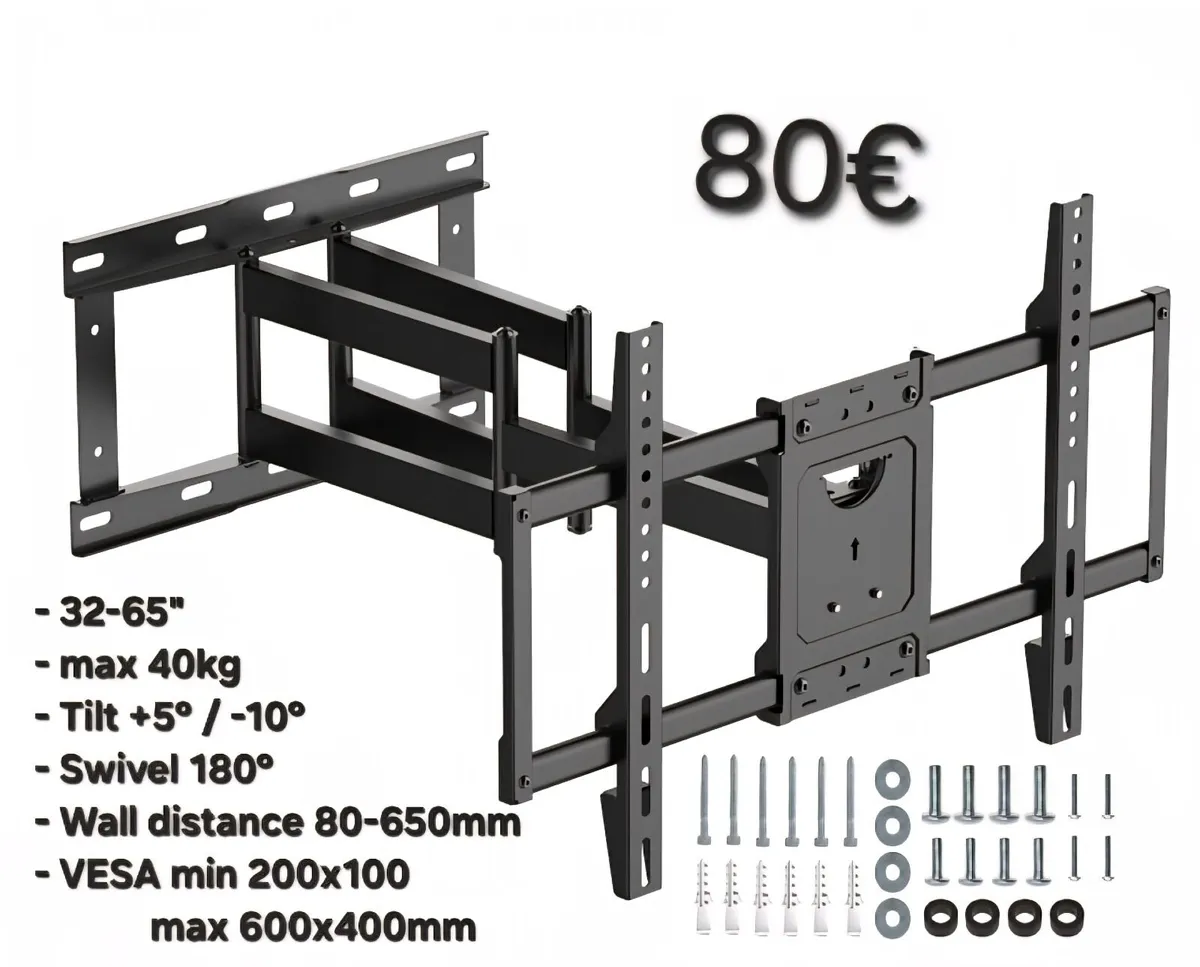 Tv Wall Mount Bracket Swivel Full Motion 32"-65" - Image 1