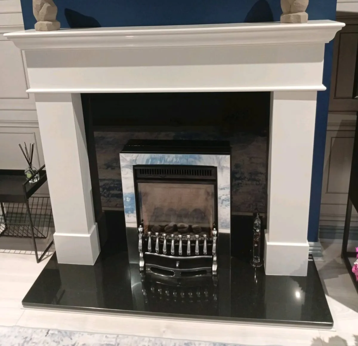 Black granite fireplace insert and hearth - Image 2