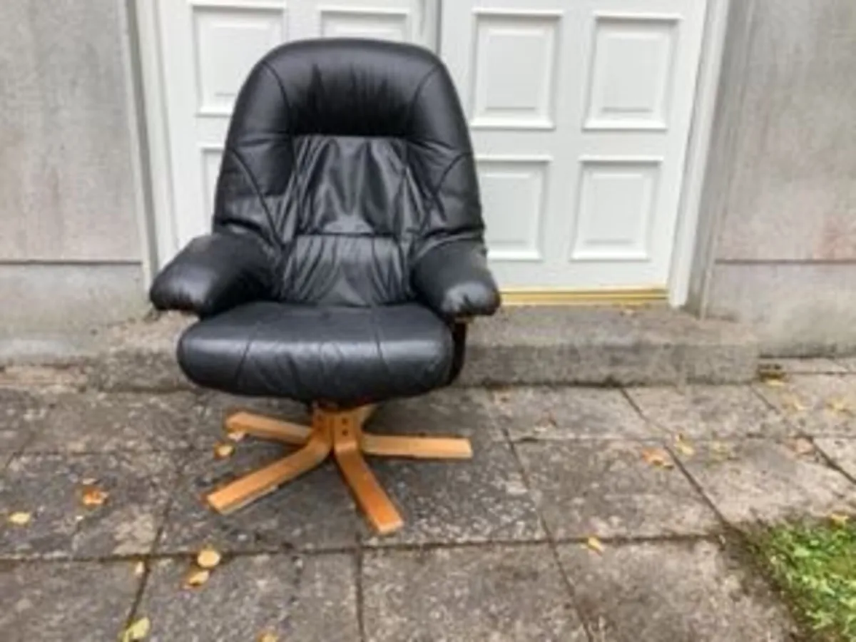 Black Leather Swivel Armchair