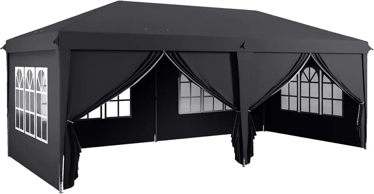 3x6m Pop-Up Gazebo with Adjustable Height – Black - Image 1