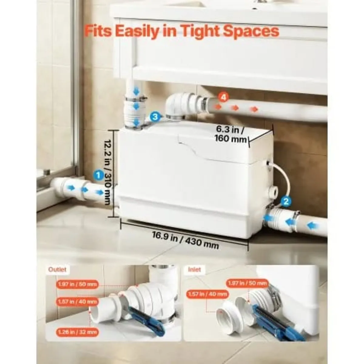 Utility Sink Pump 800W 12000L/h Flow 32.8 ft/10 m - Image 4