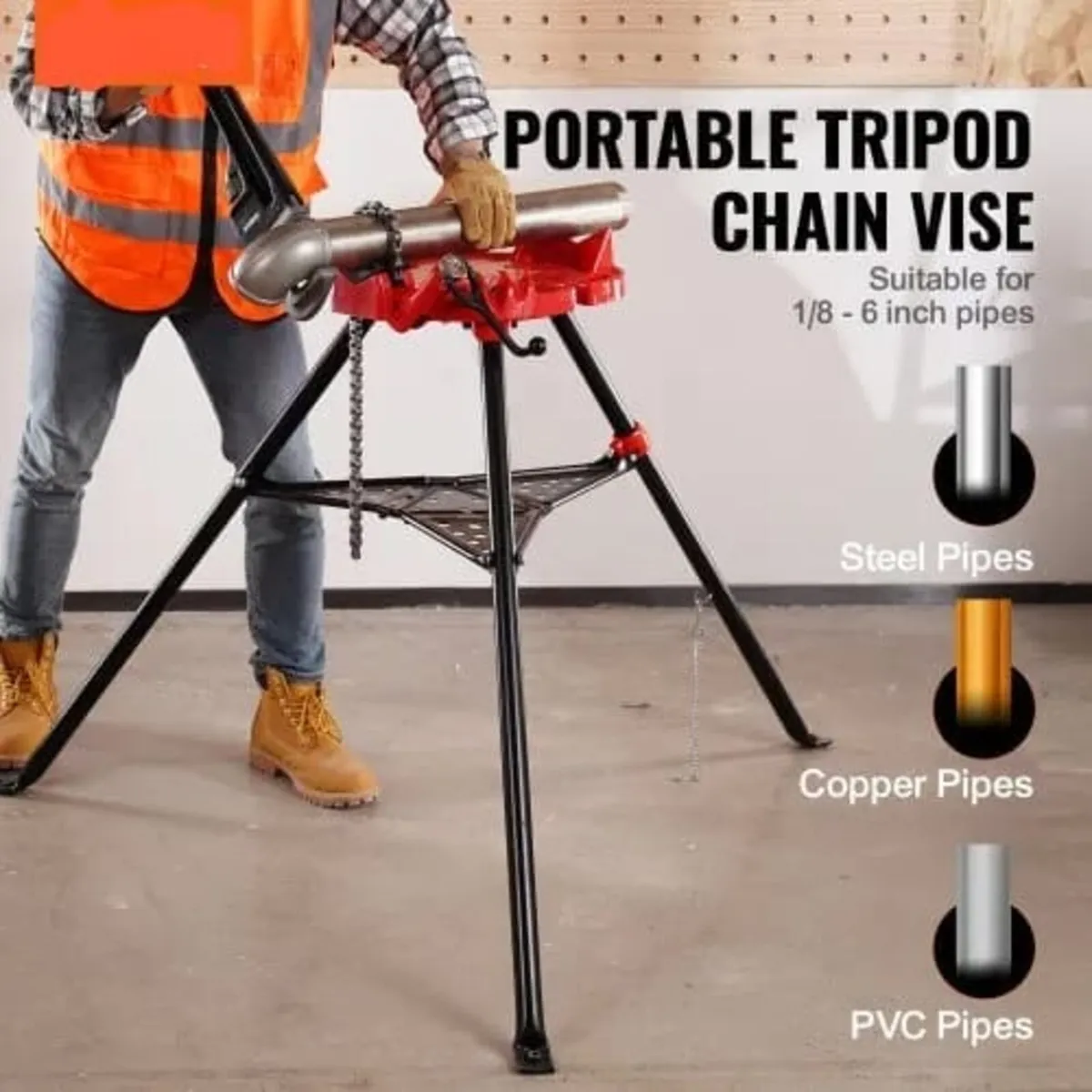 Chain Vise with Tripod Stand | 3.2 to 152 mm Pipe - Image 4