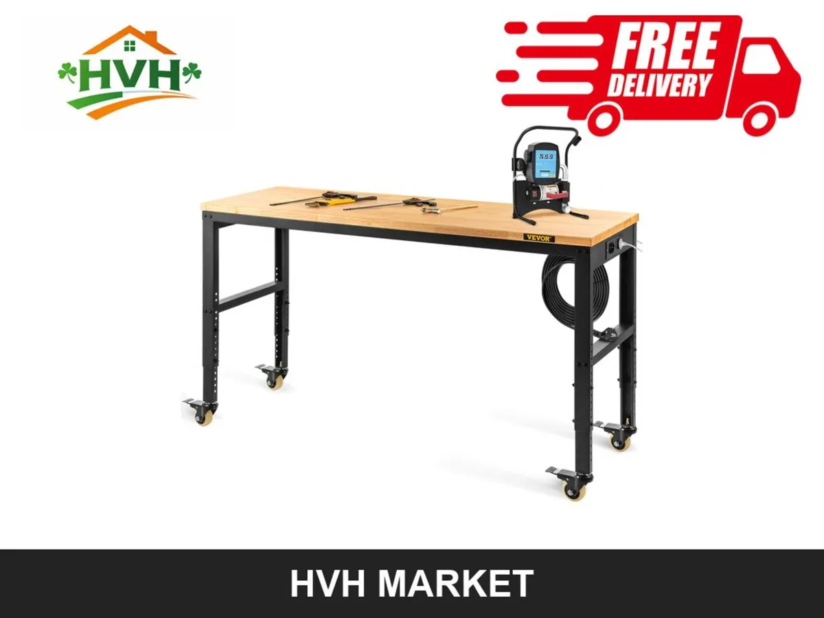 Adjustable Height Workbench 122cm with Casters - Image 1