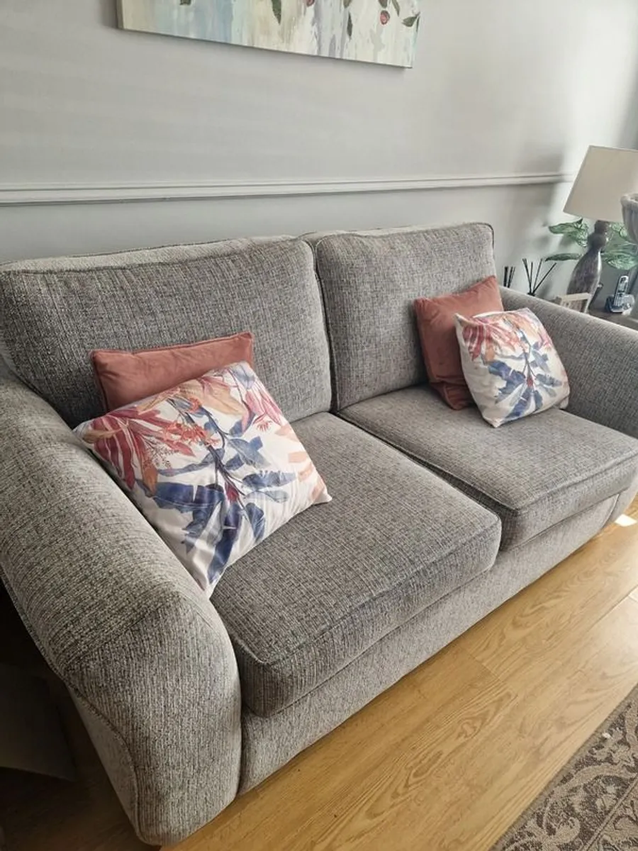 3 Seater Grey Fabric Highback Sofa - Kilronan - Image 2