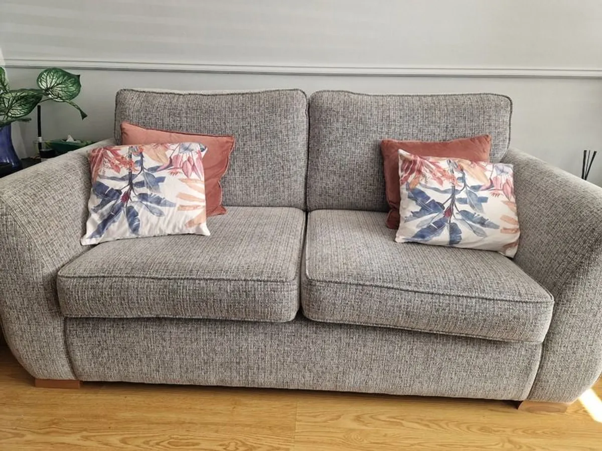 3 Seater Grey Fabric Highback Sofa - Kilronan - Image 3