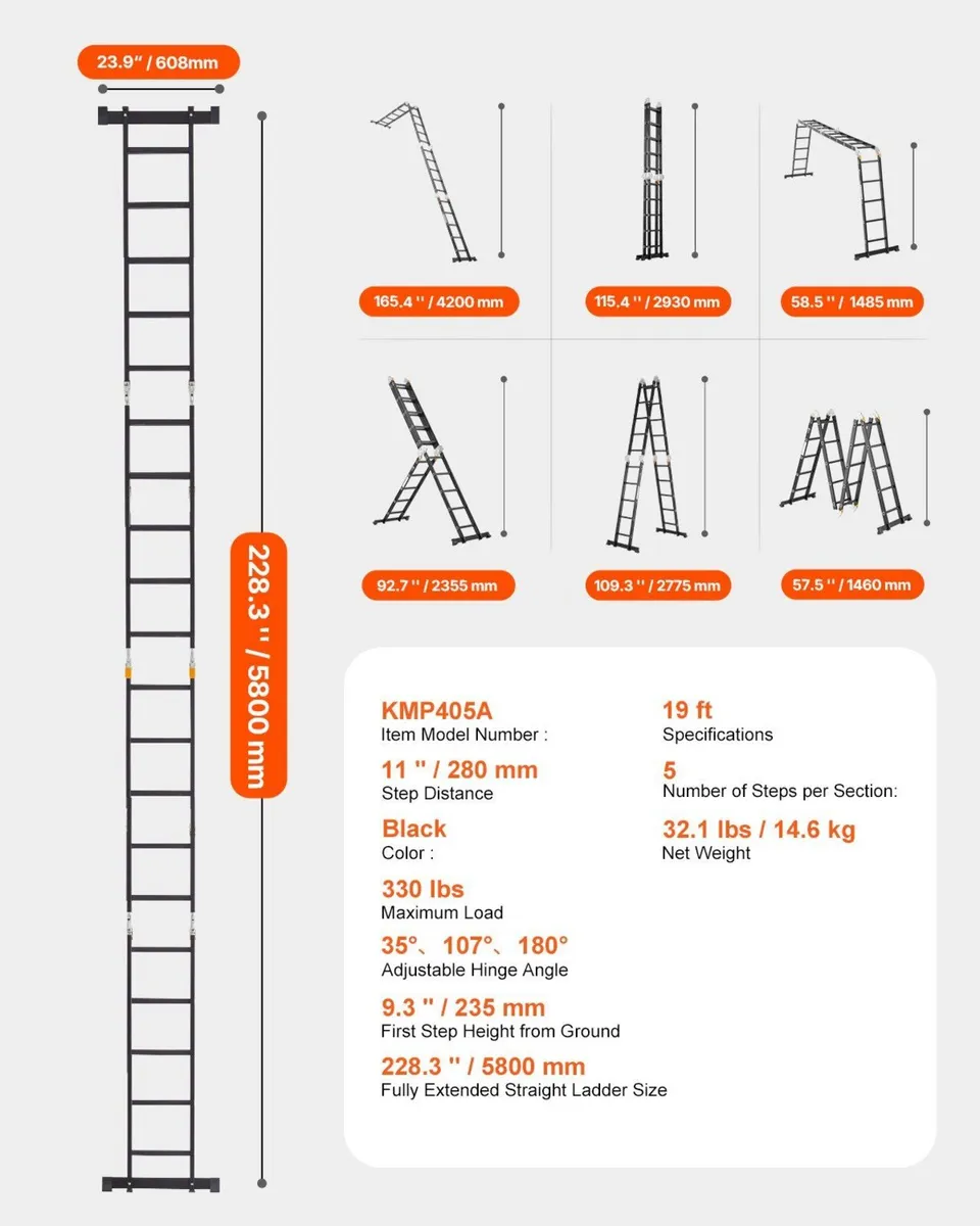 7-in-1 Folding 5-Step Telescopic Ladder - Image 4