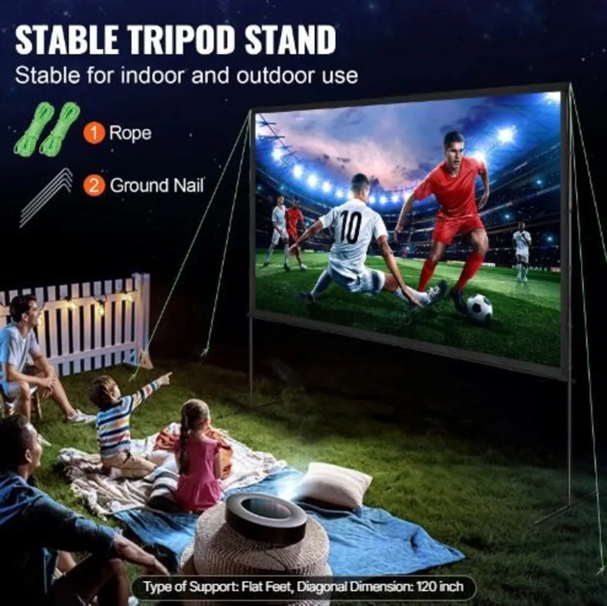 Projector Screen with Stand, 120 inch - Image 2