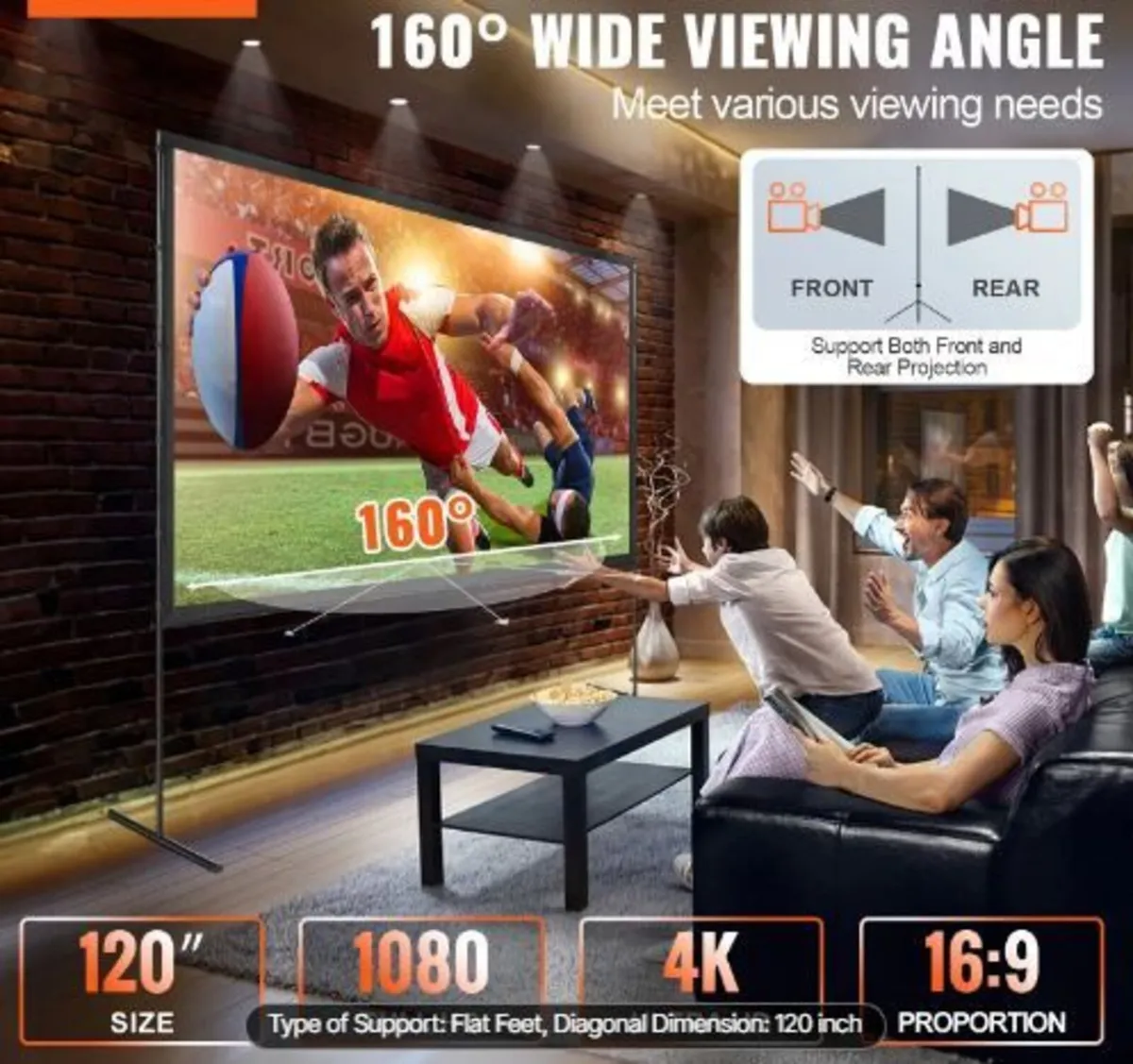 Projector Screen with Stand, 120 inch - Image 3