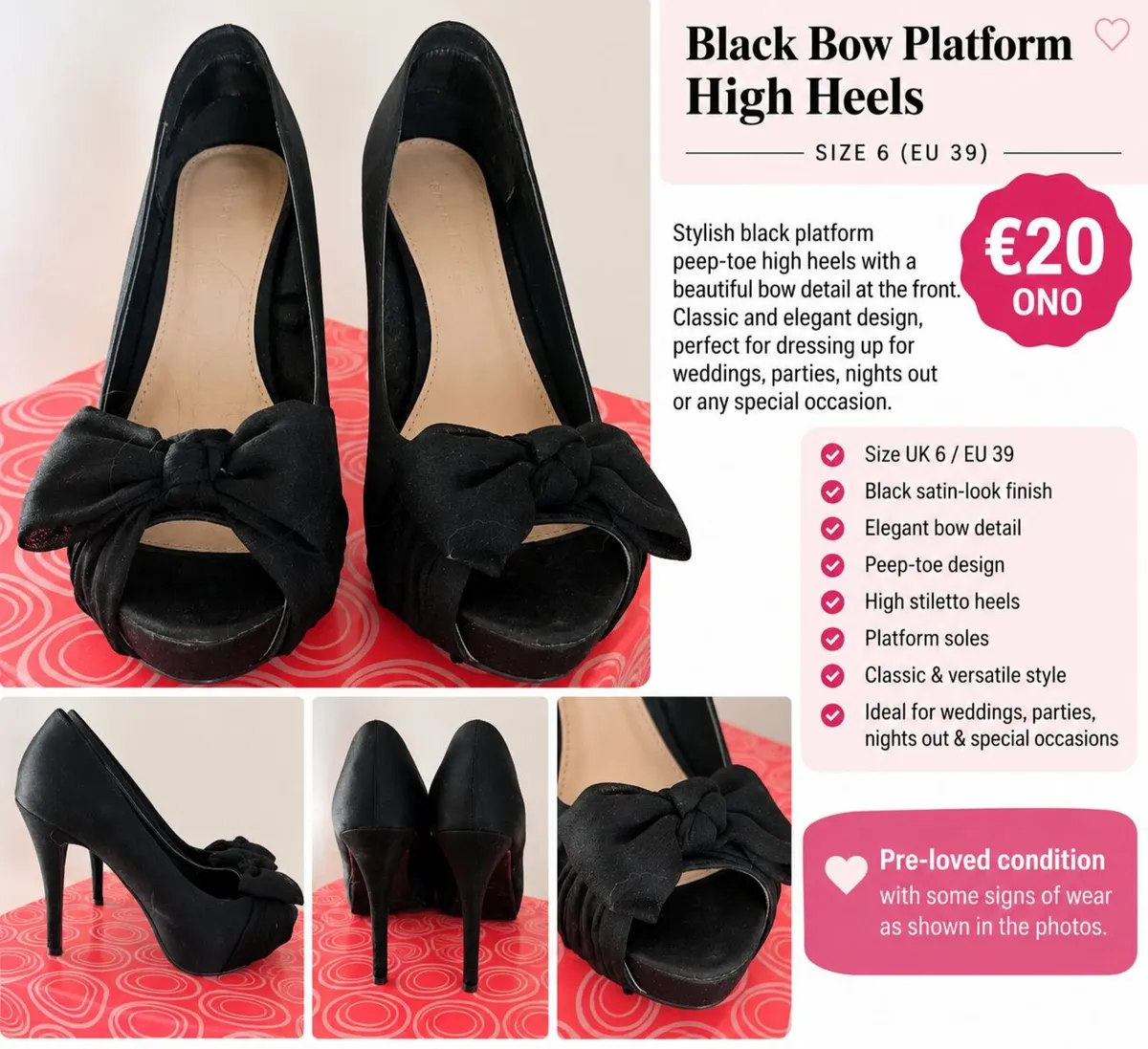 Ladies peeptoe heels