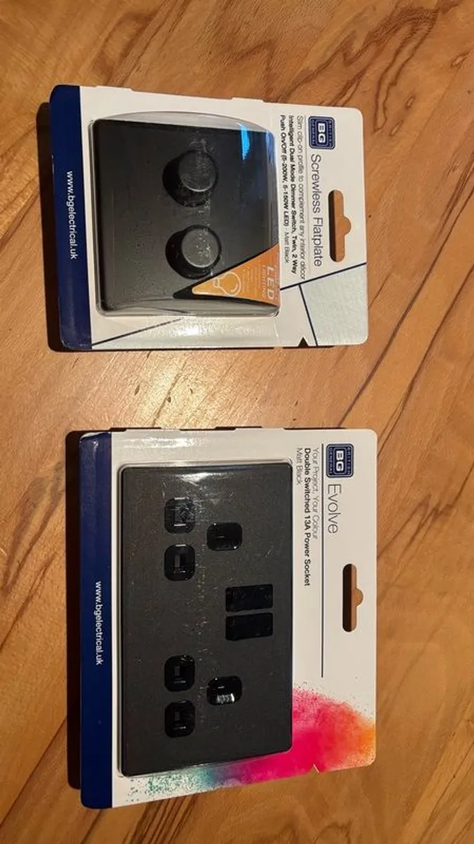 BG Black Double dimmer and double socket - Image 1