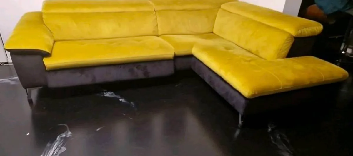 Yellow Corner Sofa with Electric Recliner - Image 2