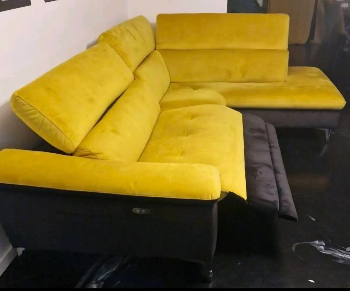 Yellow Corner Sofa with Electric Recliner - Image 3