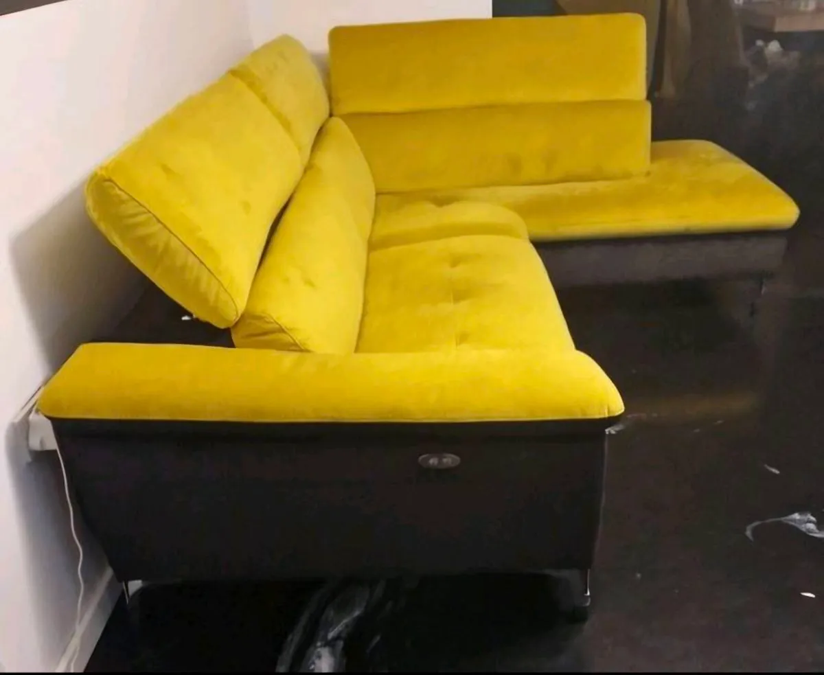 Yellow Corner Sofa with Electric Recliner - Image 4