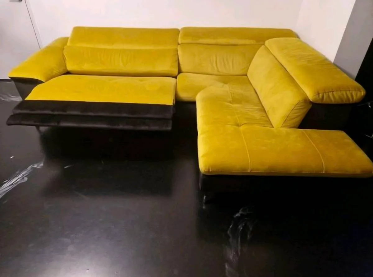 Yellow Corner Sofa with Electric Recliner - Image 1