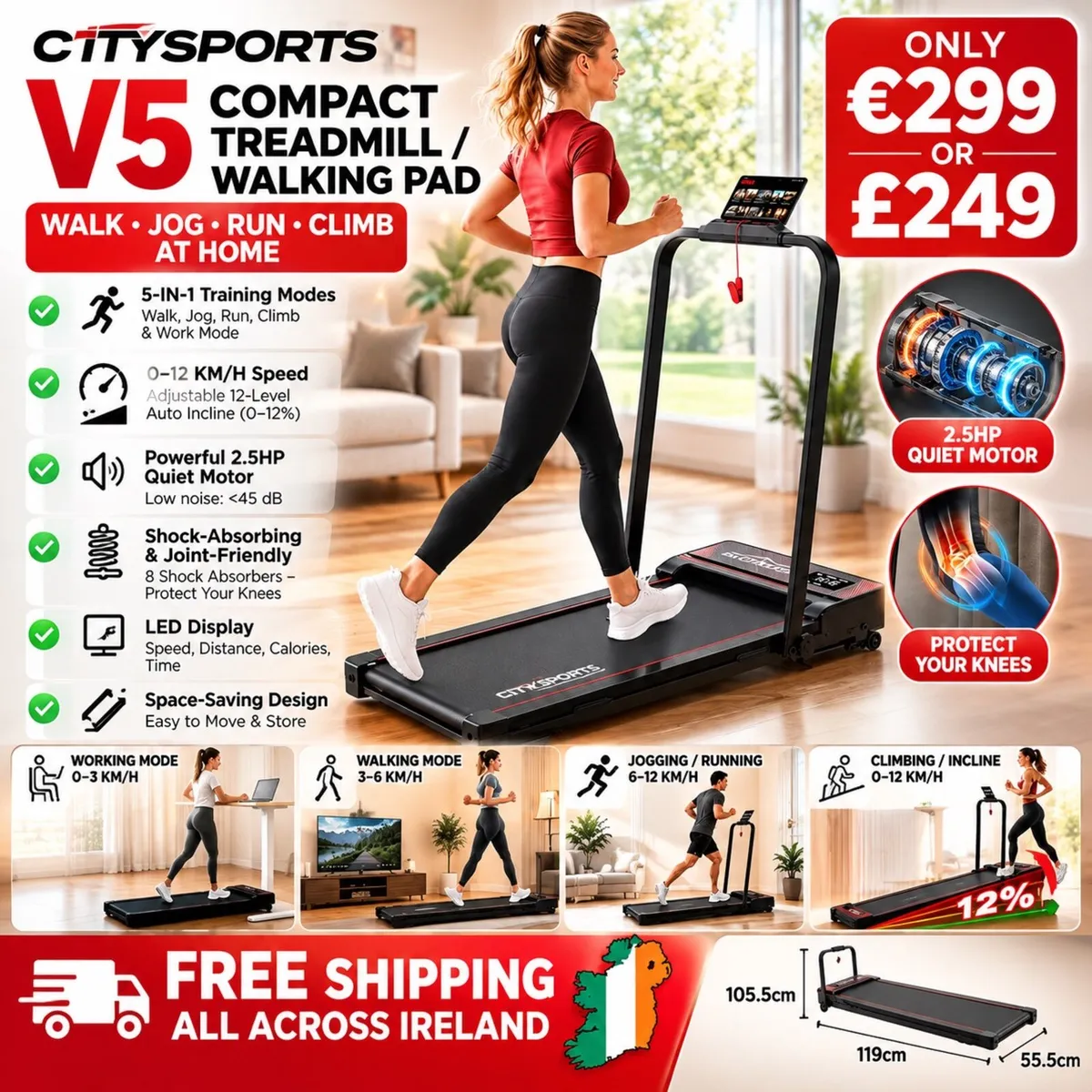 Citysports V5 Compact Treadmill / Walk Pad - Image 1