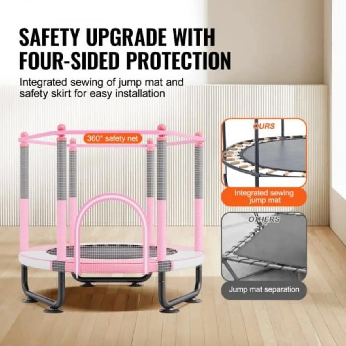 60" Kids Trampoline, 5FT Indoor Outdoor Trampoline - Image 3