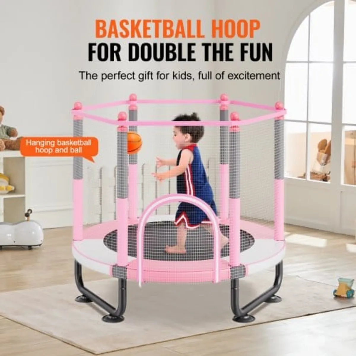 60" Kids Trampoline, 5FT Indoor Outdoor Trampoline - Image 2