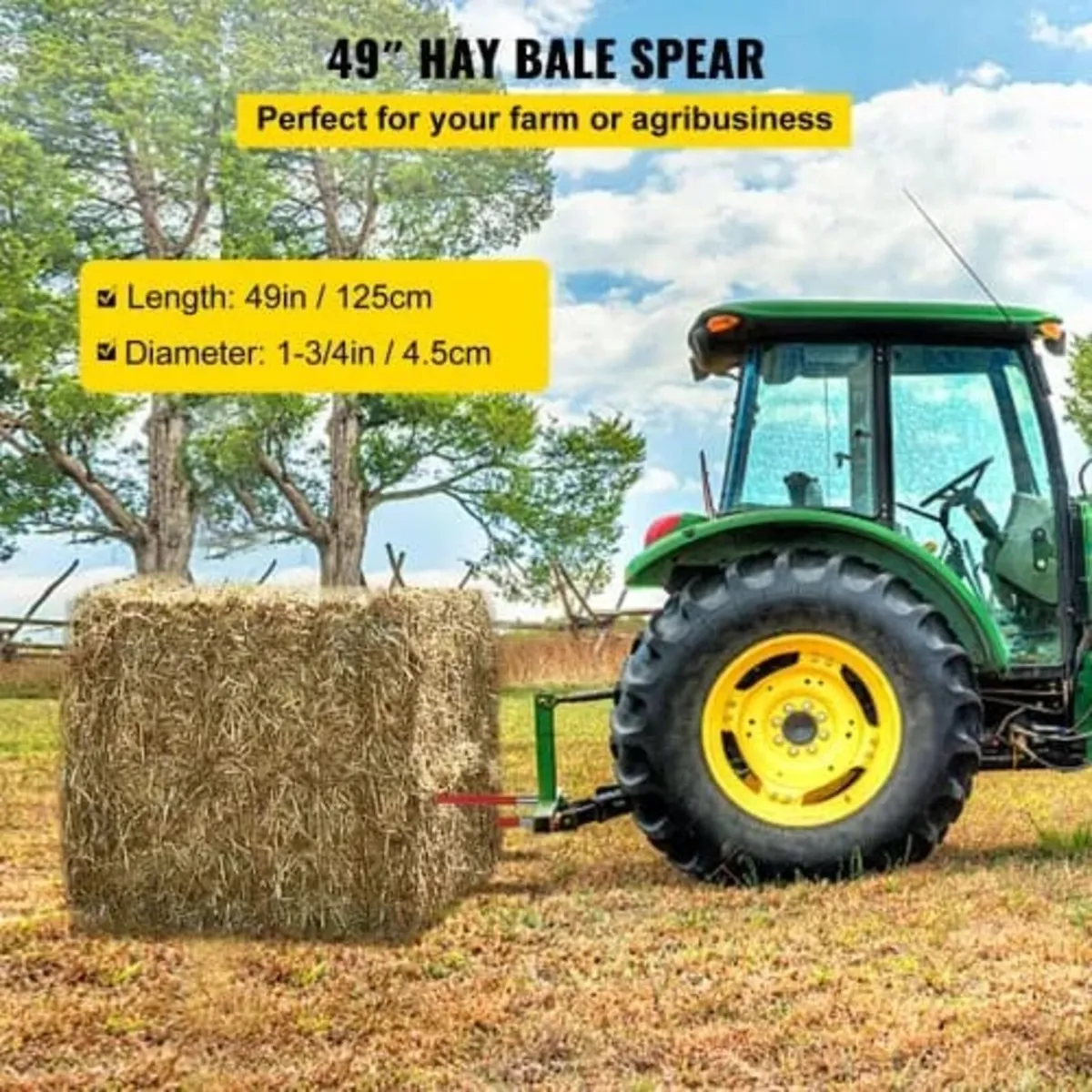 Pair Hay Spear 49" Bale Spear 3000 lbs Capacity, B - Image 2
