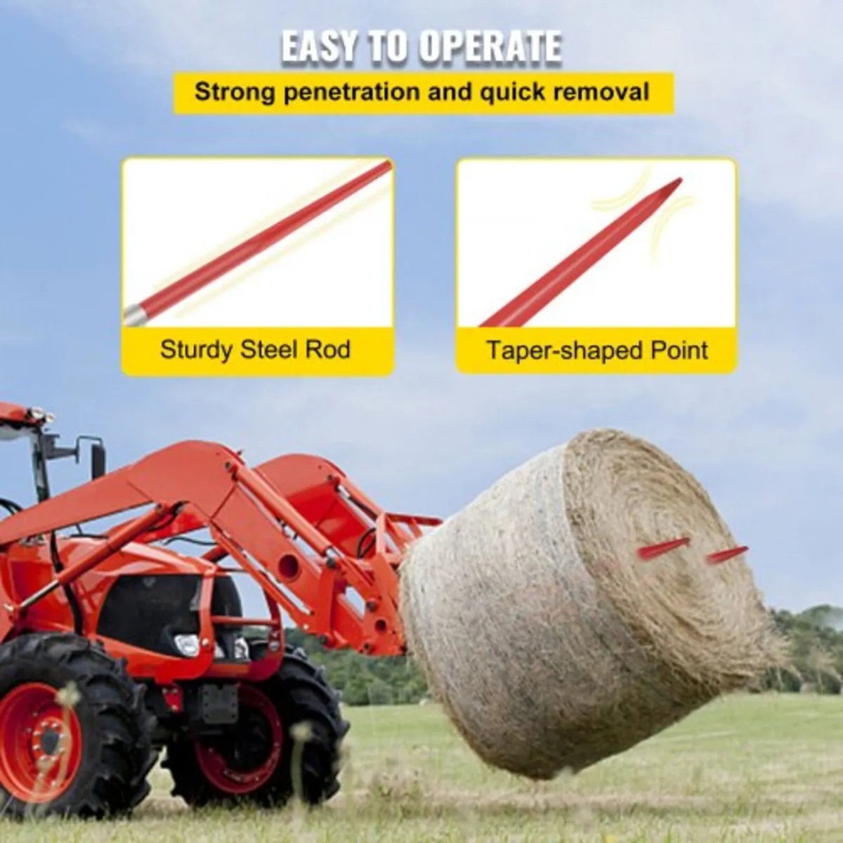 Pair Hay Spear 49" Bale Spear 3000 lbs Capacity, B - Image 4