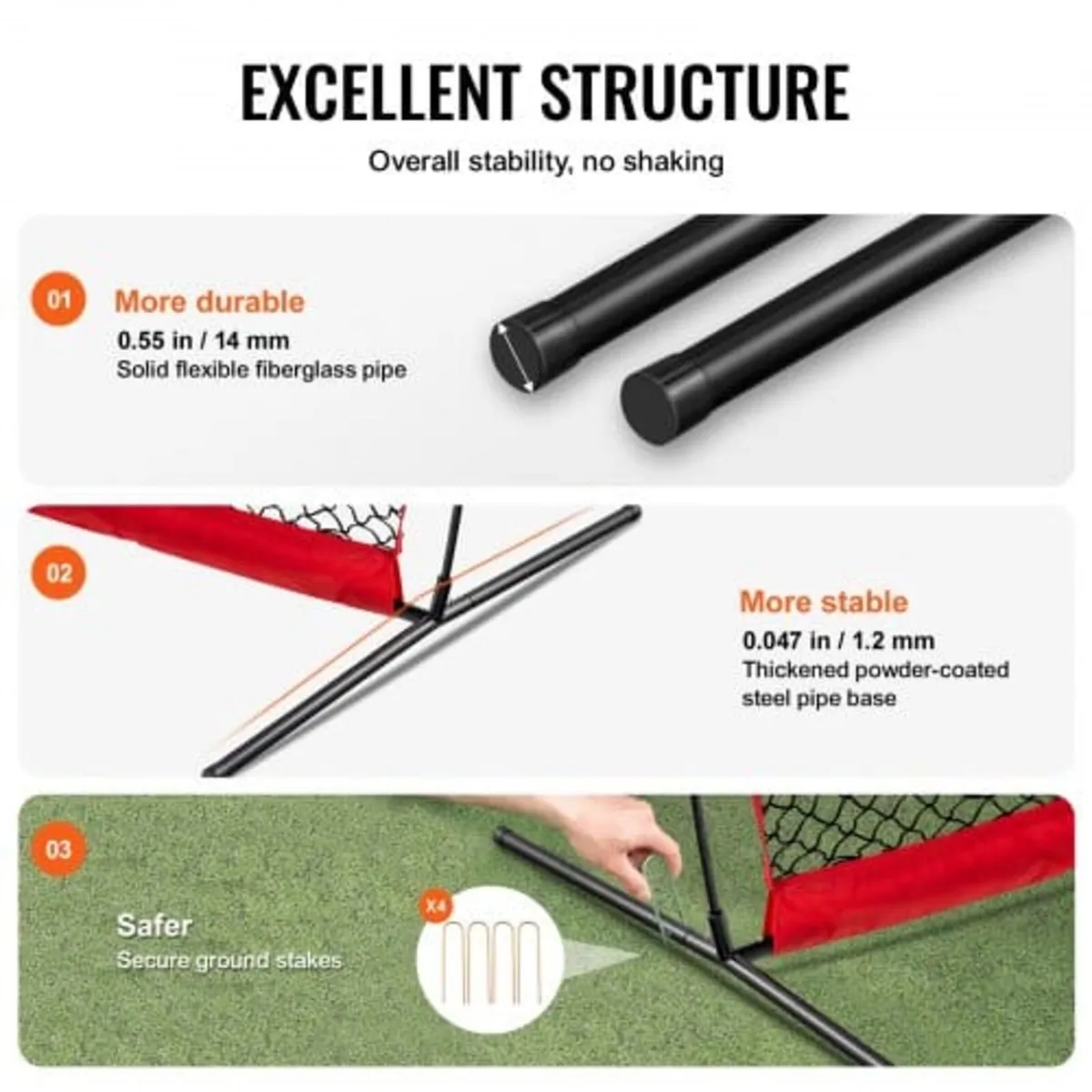 Barricade Backstop Net, 7x7 ft Ball Sports Barrier - Image 2