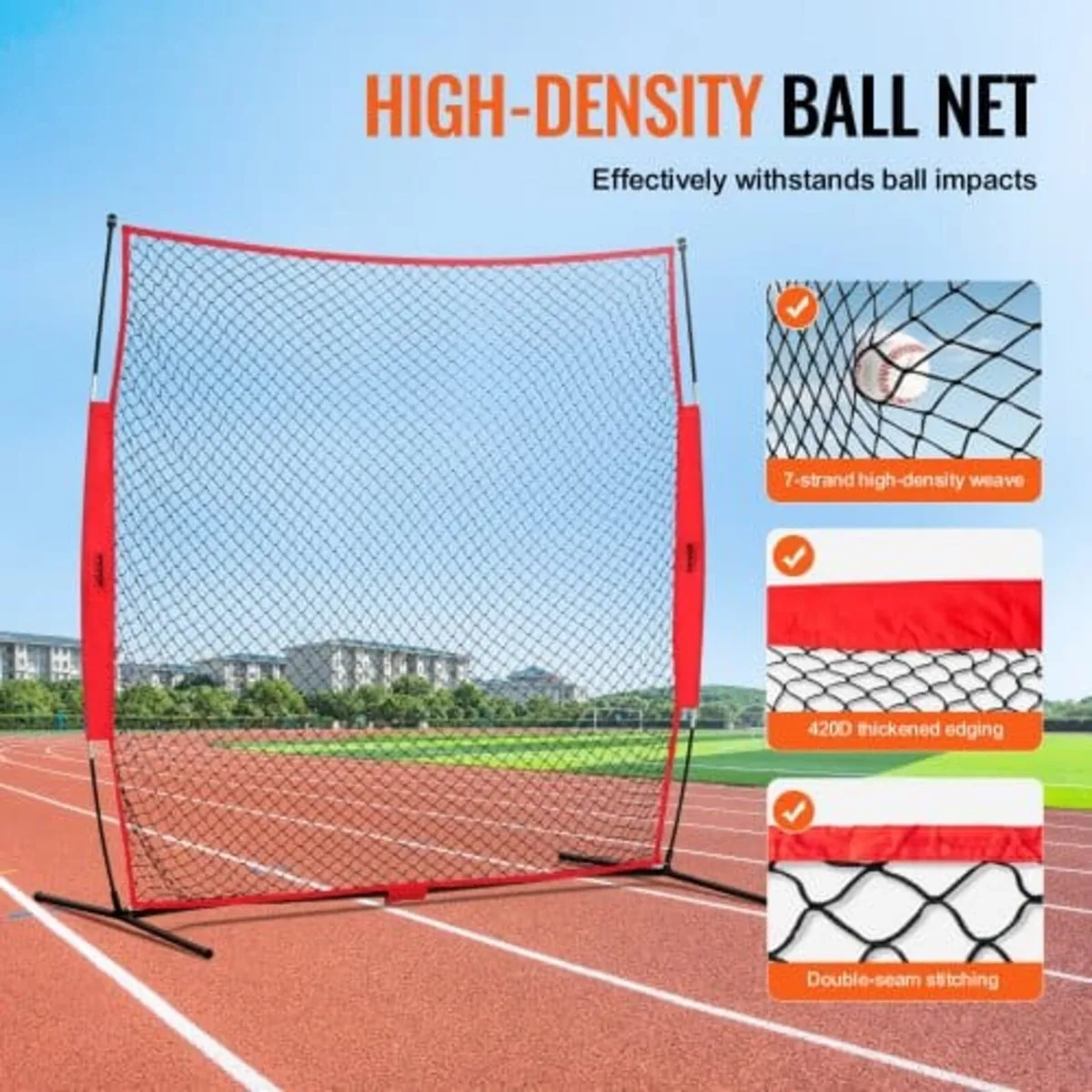 Barricade Backstop Net, 7x7 ft Ball Sports Barrier - Image 4
