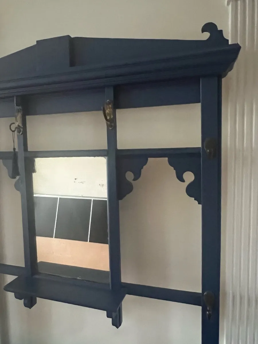 Vintage Style Navy Blue Wooden Hall Stand - Image 2