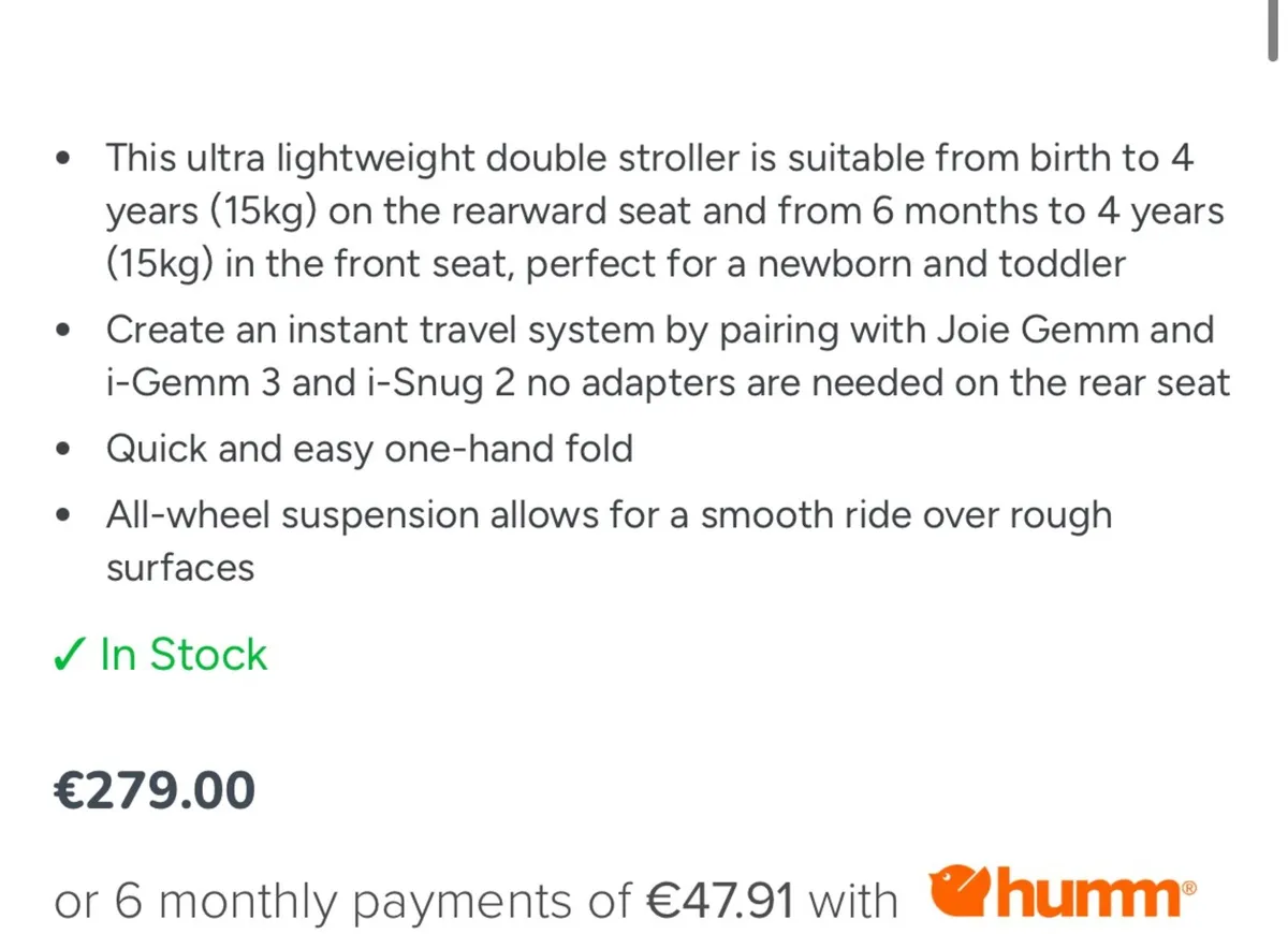 Double buggy (Joie) Brand New - Image 2
