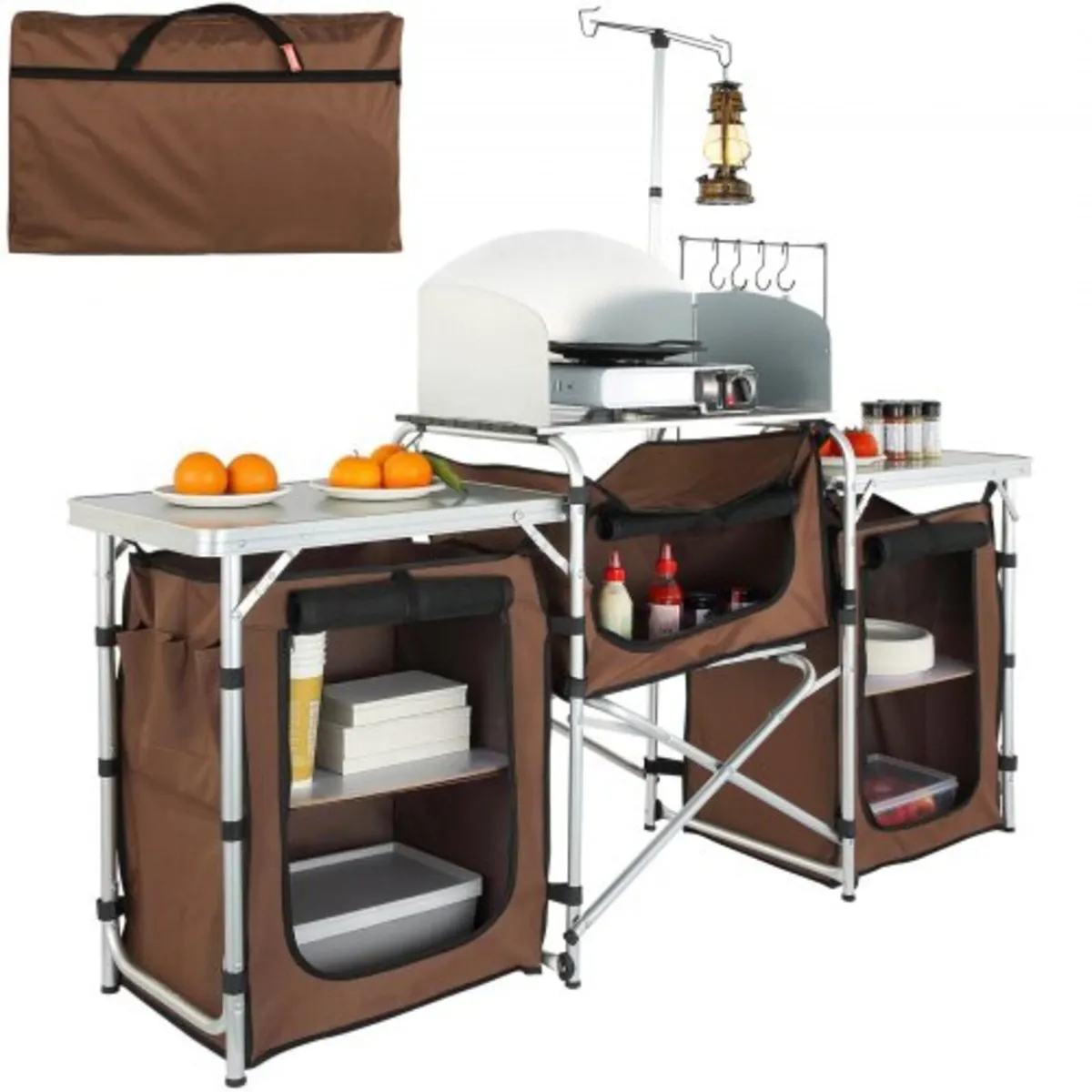 Camping Kitchen Table, Folding Outdoor Cooking Tab - Image 1