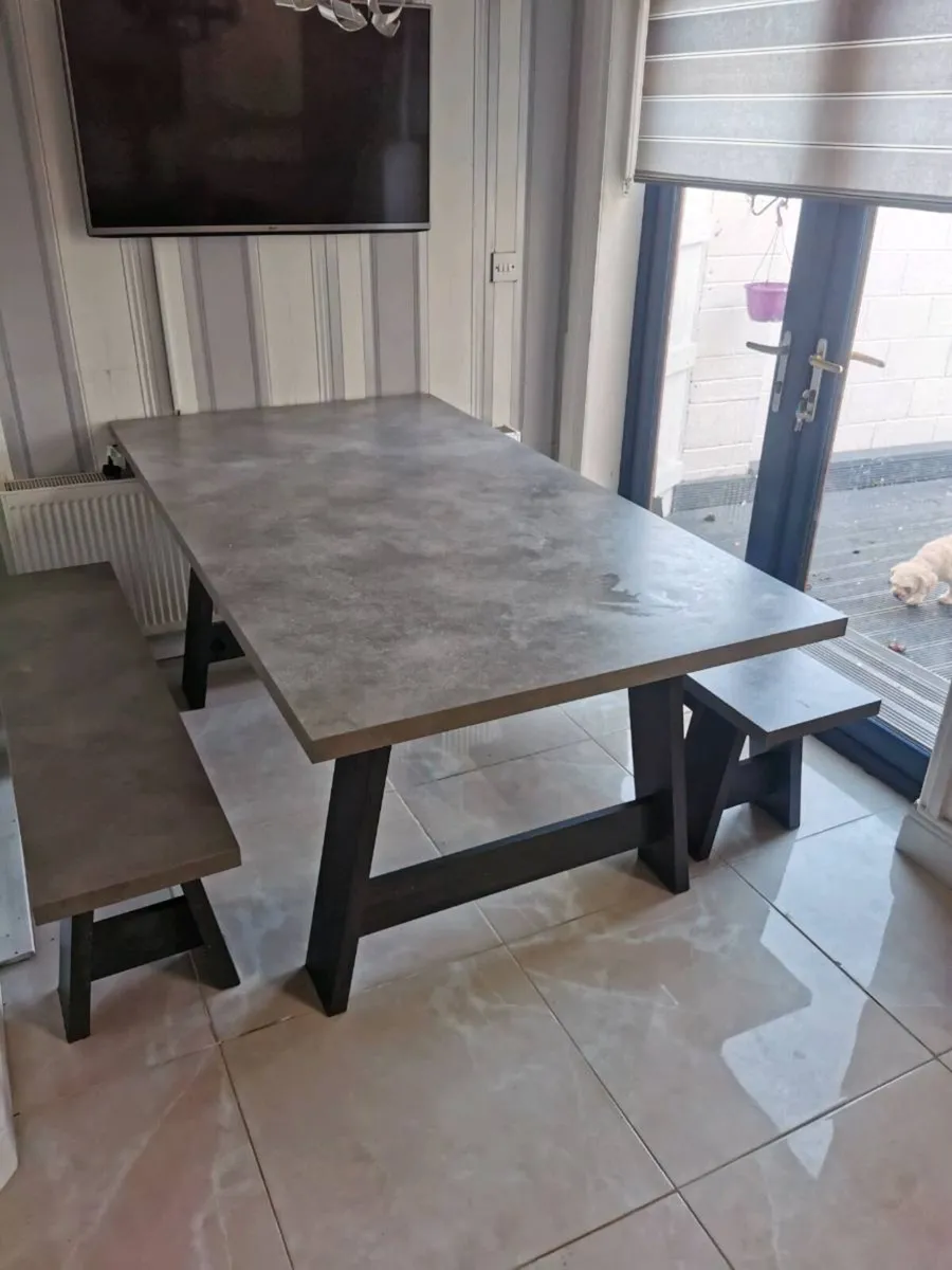 Dining Table and 2 matching Benches - Image 2