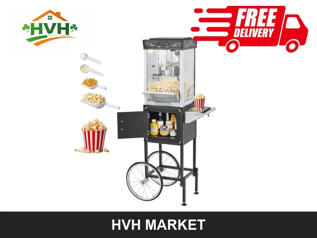 8 oz Popcorn Machine with Serving Cart - Image 1