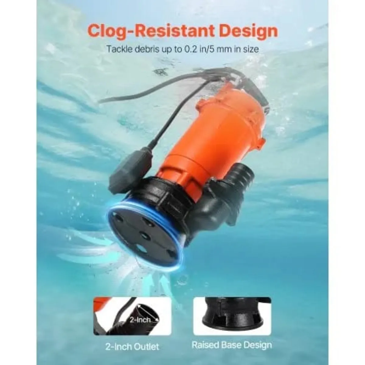 1500W Submersible Trash Pump, 22800 L/H, Cast Iron - Image 4