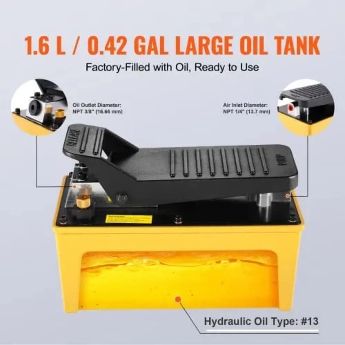 689 bar(10,000PSI) Air Hydraulic Pump, 1.6 L(0.42 - Image 2