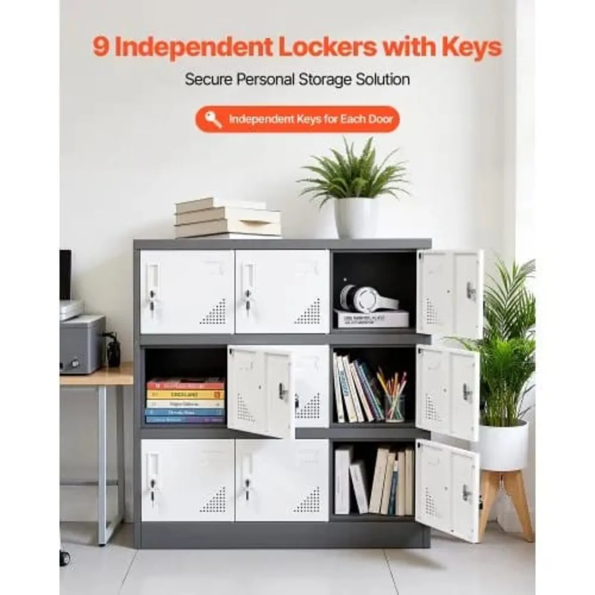 9 Doors Metal Locker, Lockable Steel Storage Cabin - Image 3