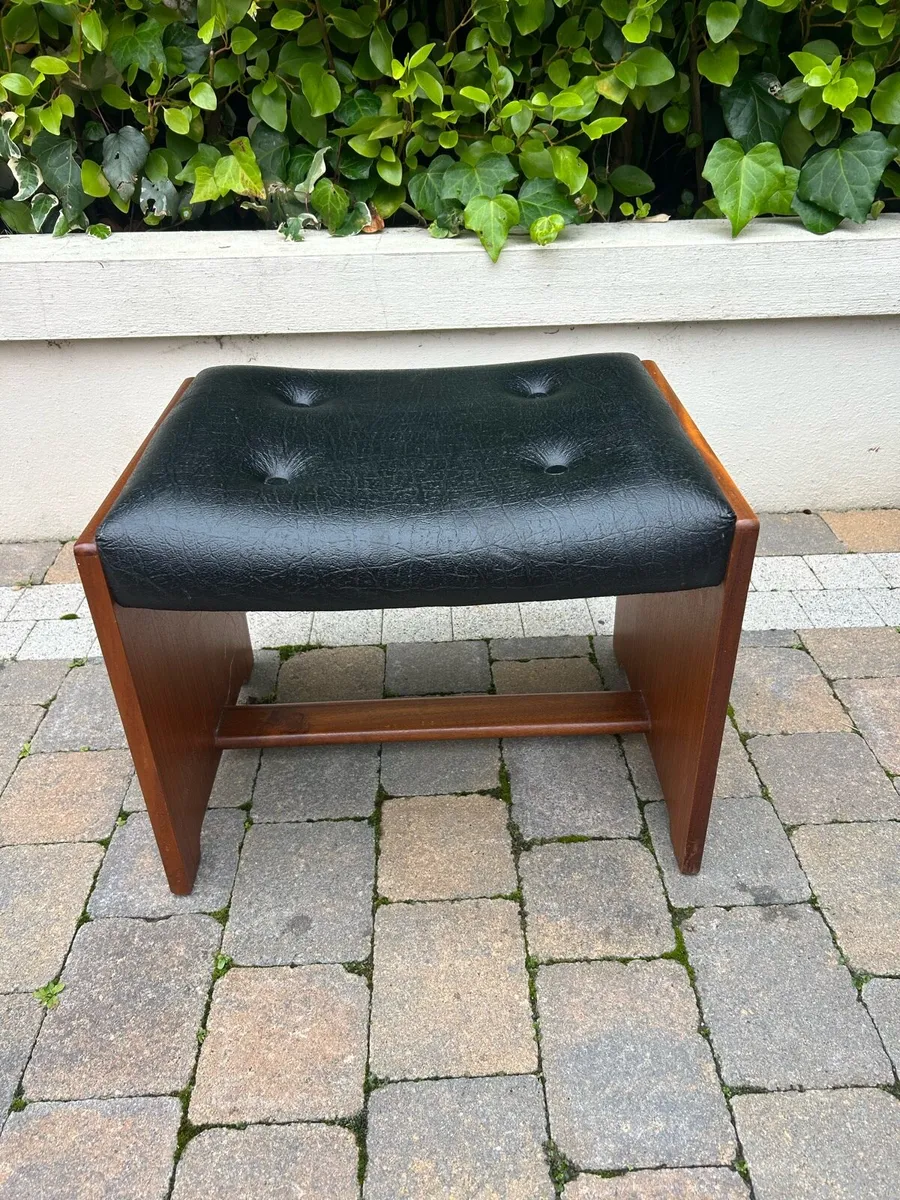 Mid century teak footstool retro vintage - Image 1