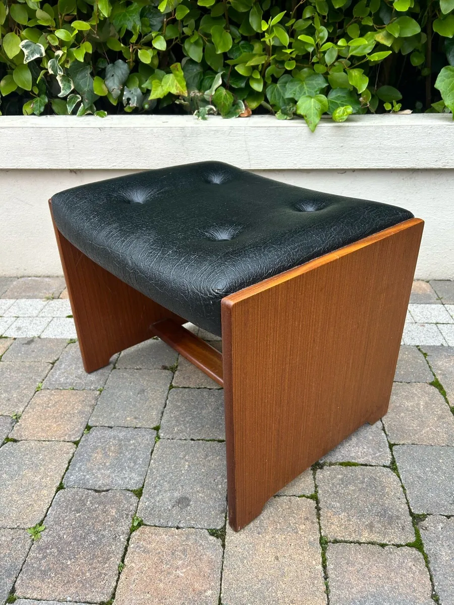Mid century teak footstool retro vintage - Image 2