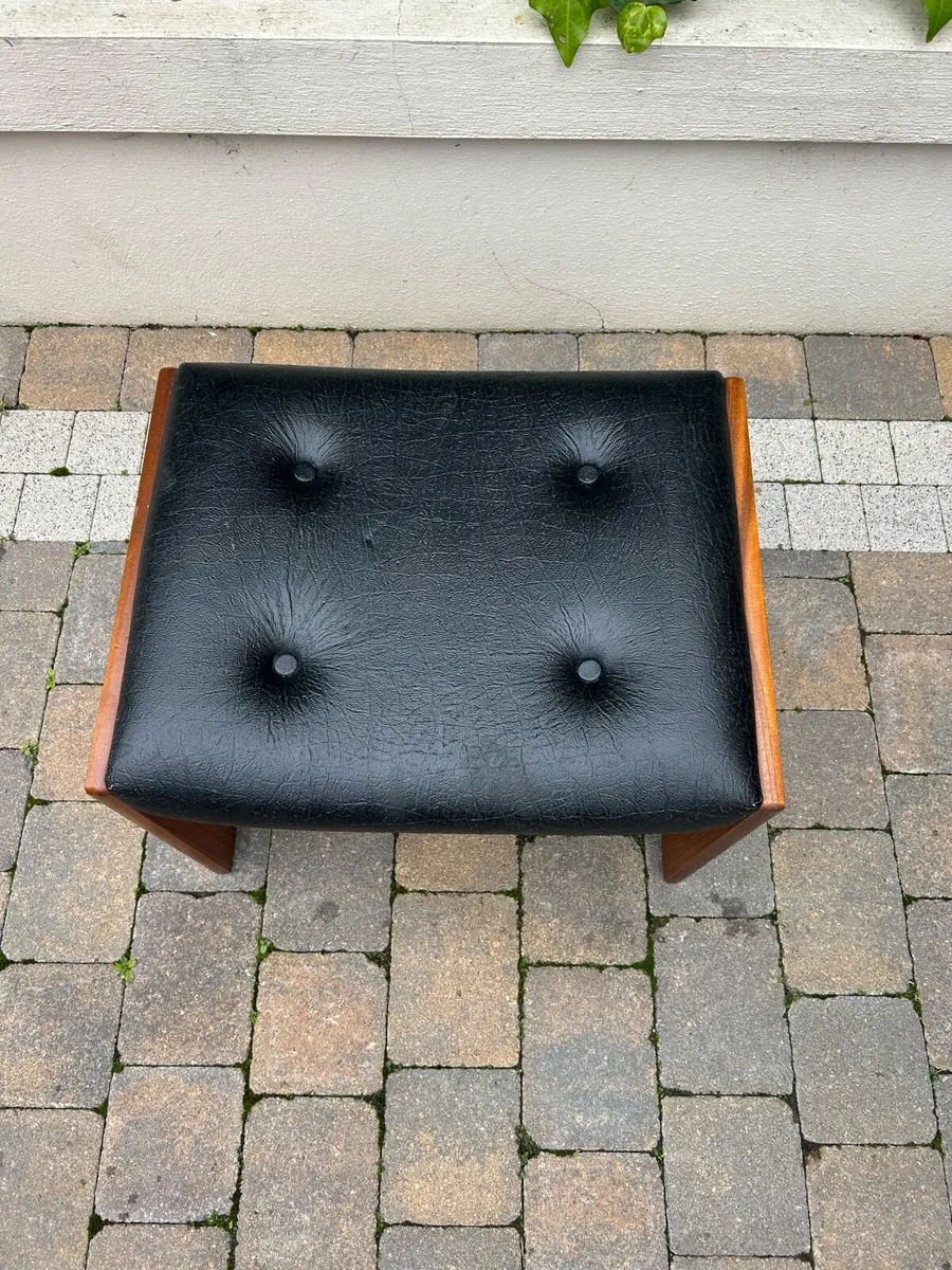 Mid century teak footstool retro vintage - Image 3