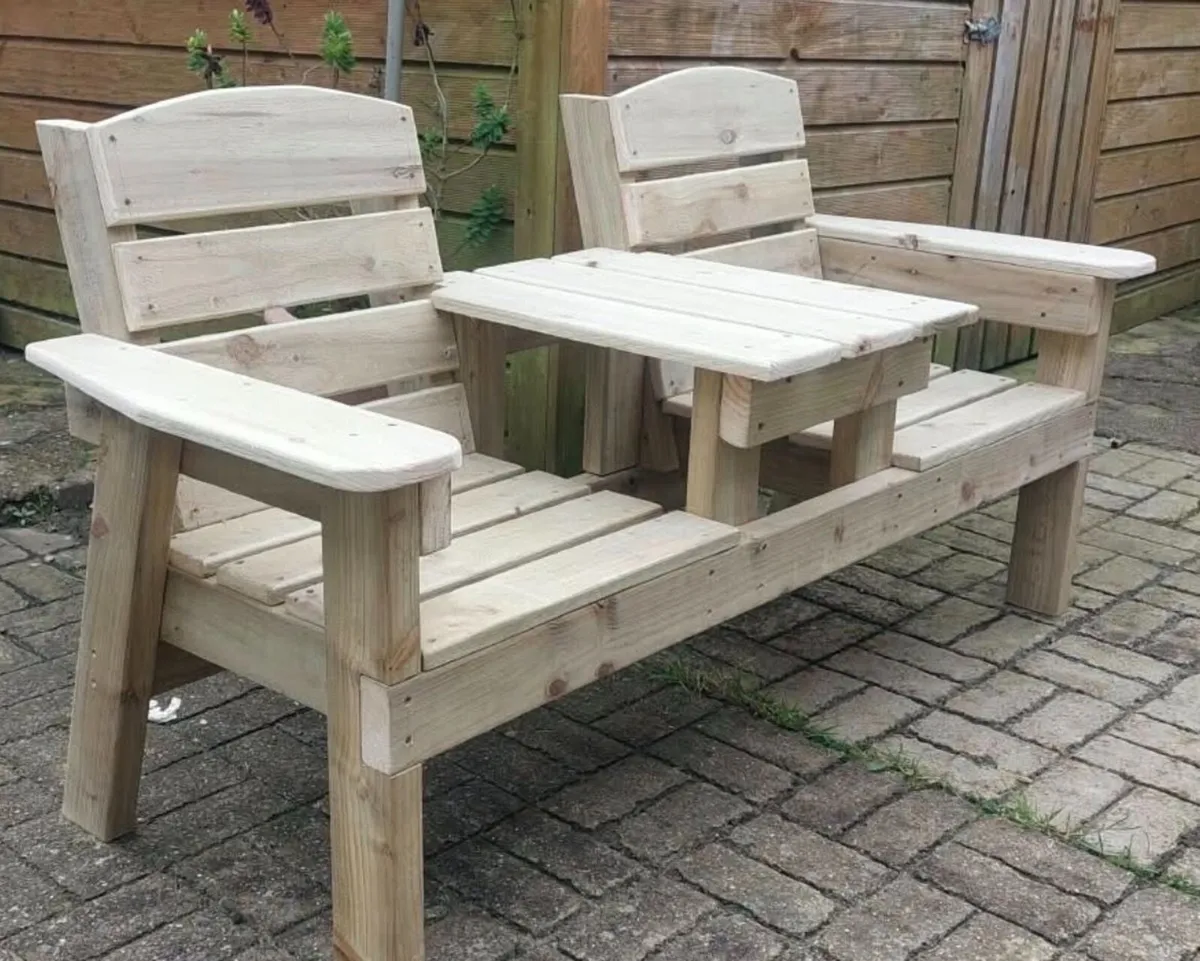 Handmade wooden Jack & Jill bench 5.5ft - Image 1
