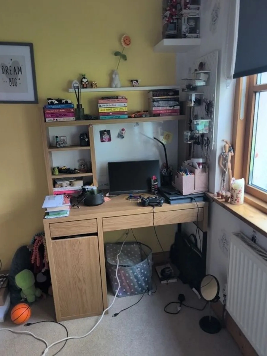 home work desk + standing mirror with storage - Image 1