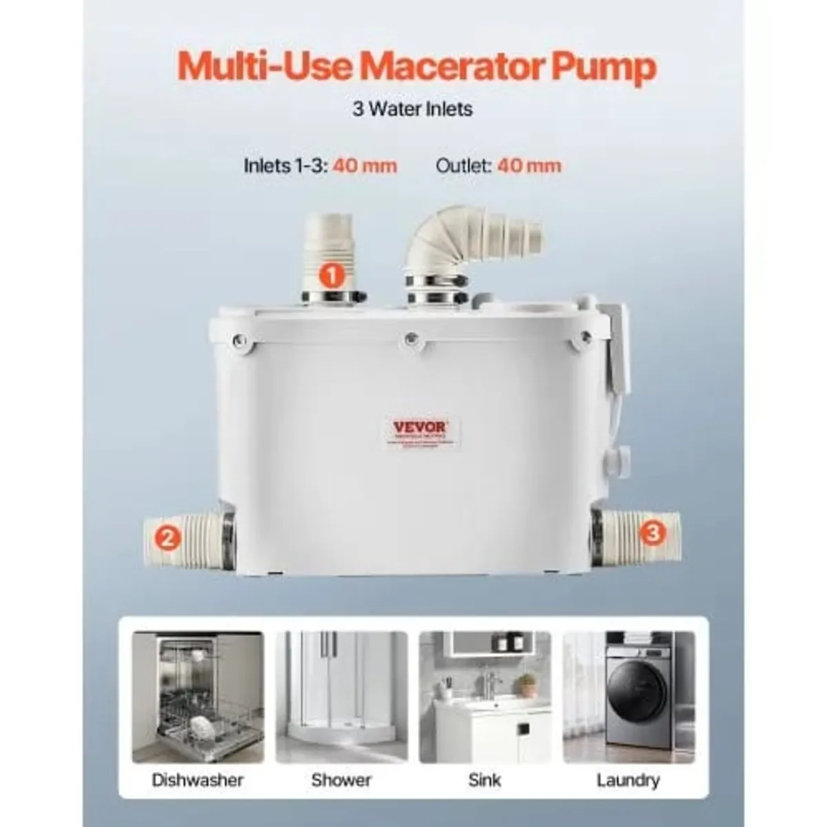 Macerator Pump, 500W, 110 L/min(29 GPM) Flow, 26 f - Image 4