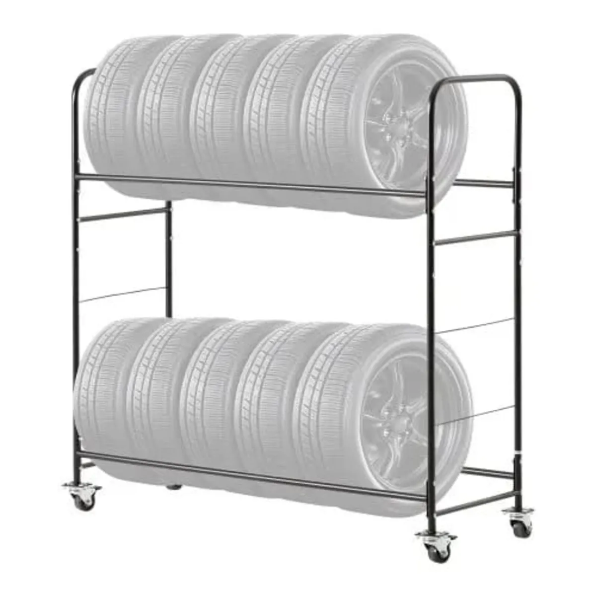 Rolling Tire Storage Rack, 2-Shelf Tire Holder and - Image 1