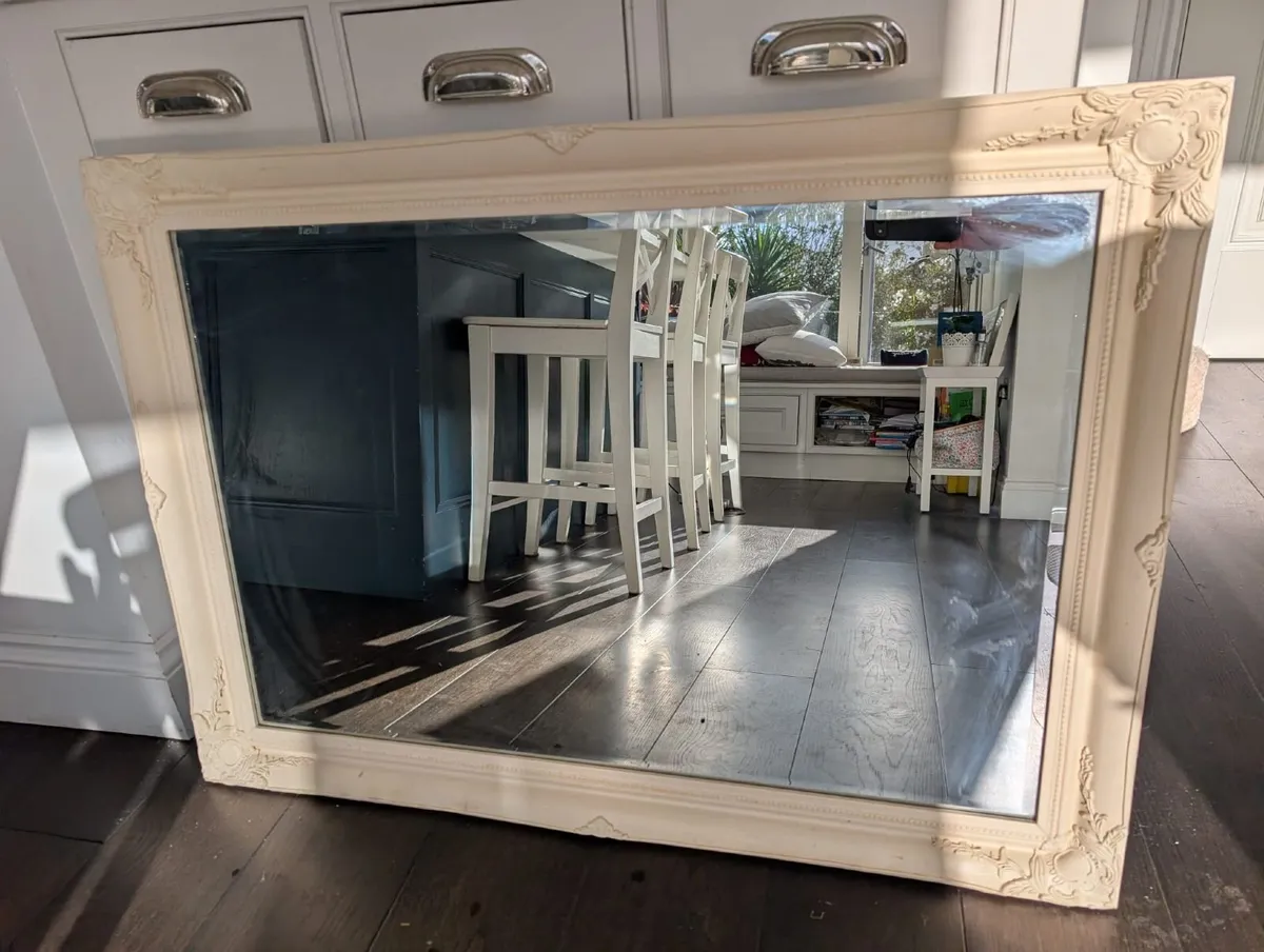 Large Ornate Cream French Style Wall Mirror - Image 1