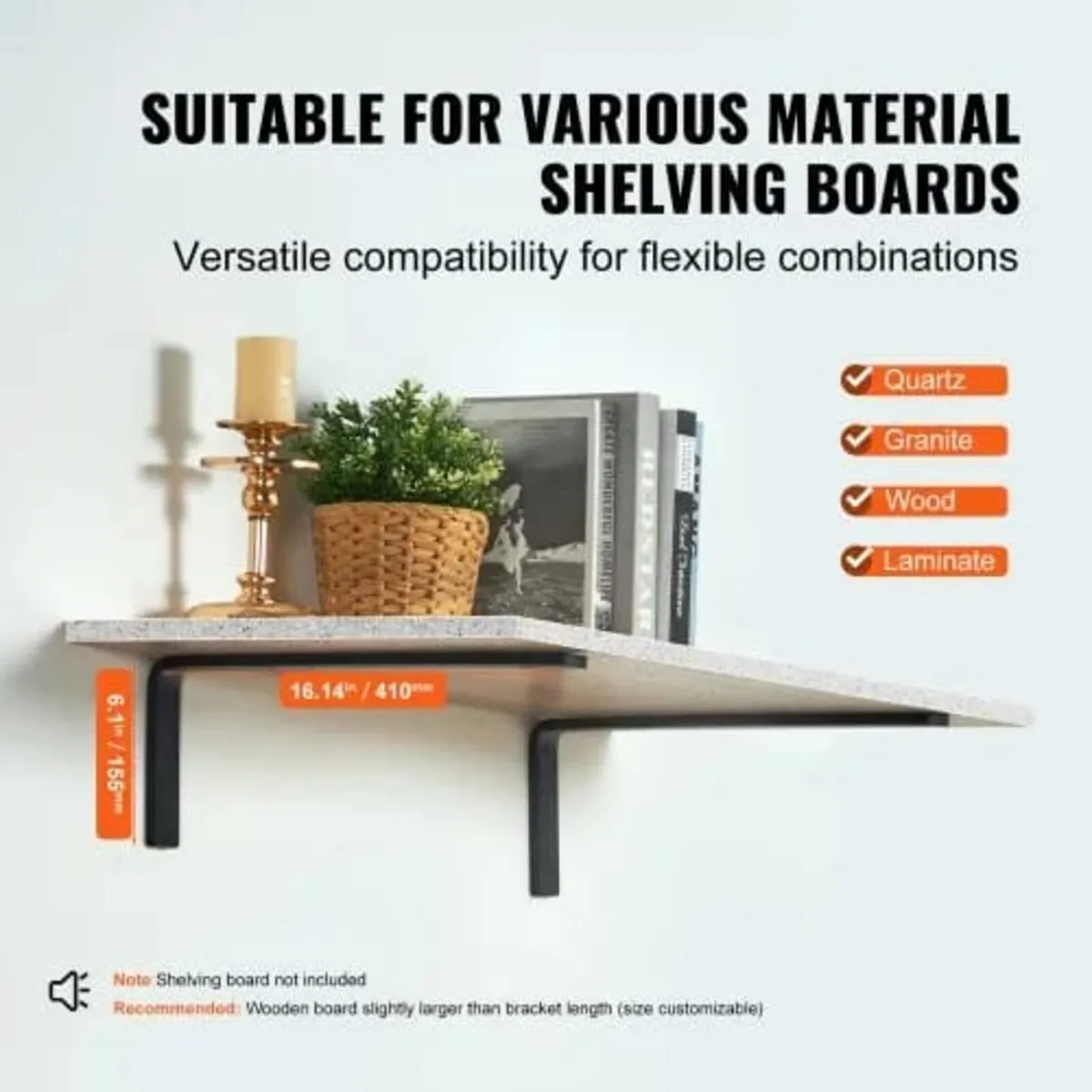 Shelf Bracket, 16 x 6 in 4 Pcs, Heavy Duty Floatin - Image 2