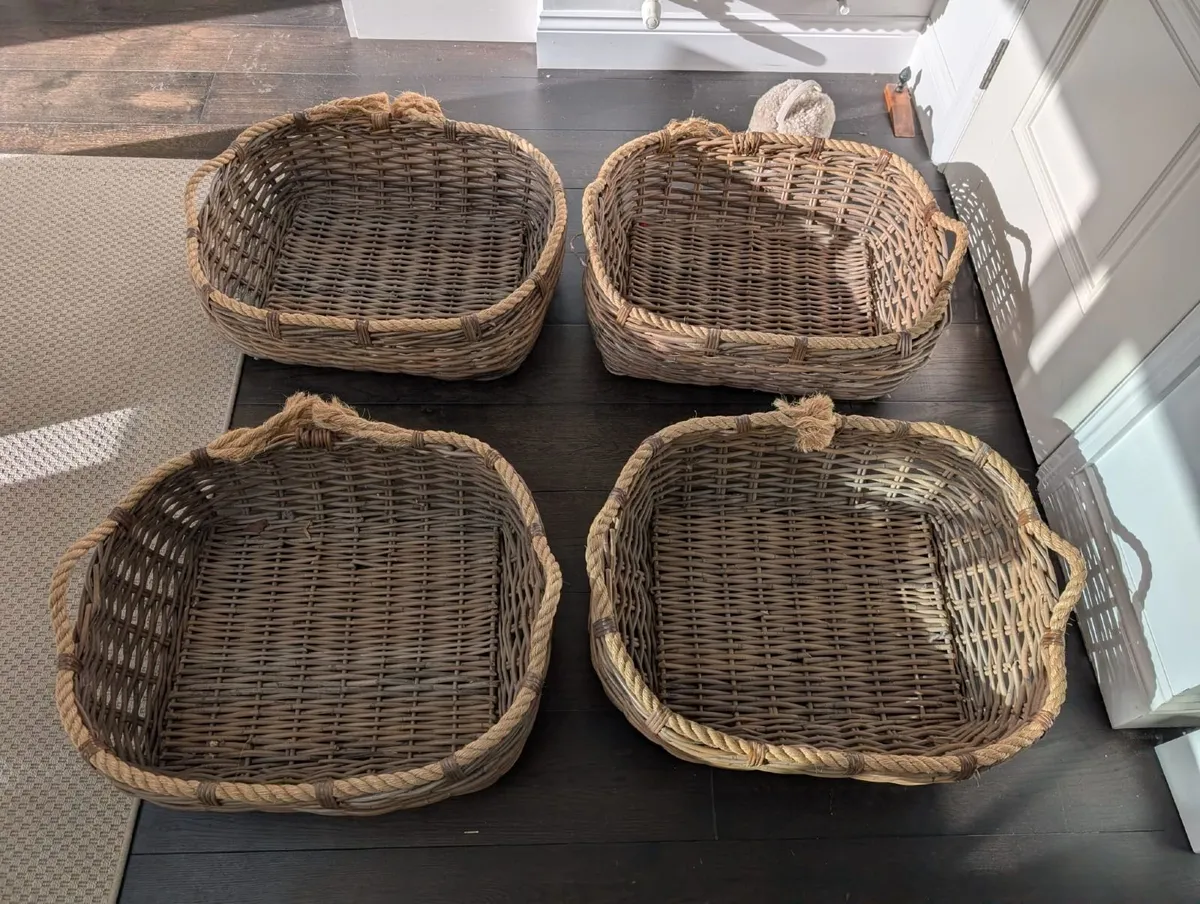 4 Large Meadows & Byrne Wicker Storage Baskets - Image 2
