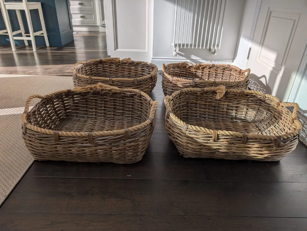 4 Large Meadows & Byrne Wicker Storage Baskets - Image 3