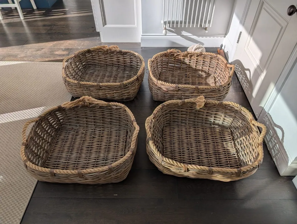 4 Large Meadows & Byrne Wicker Storage Baskets - Image 4